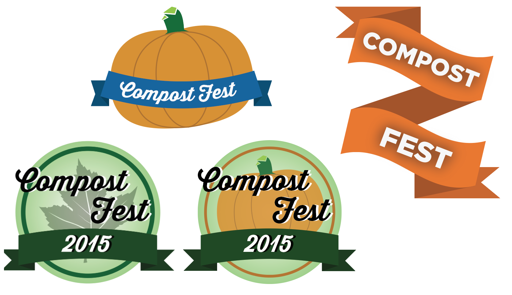 Four drafts of the Compost Fest logo